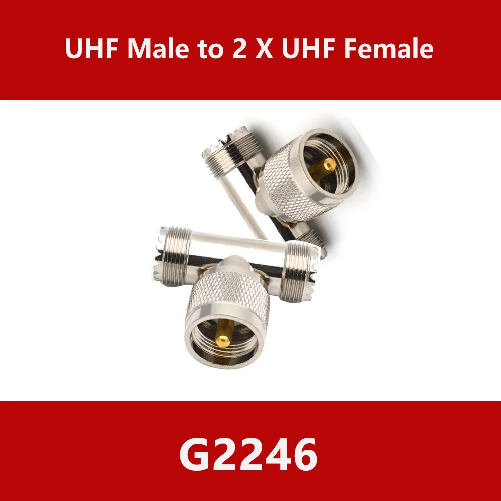 1 шт., радиочастотный адаптер PL259 UHF, штекер на два SO239 UHF, гнездо RF, коаксиальный соединитель, 3-сторонний тип, чистая медь