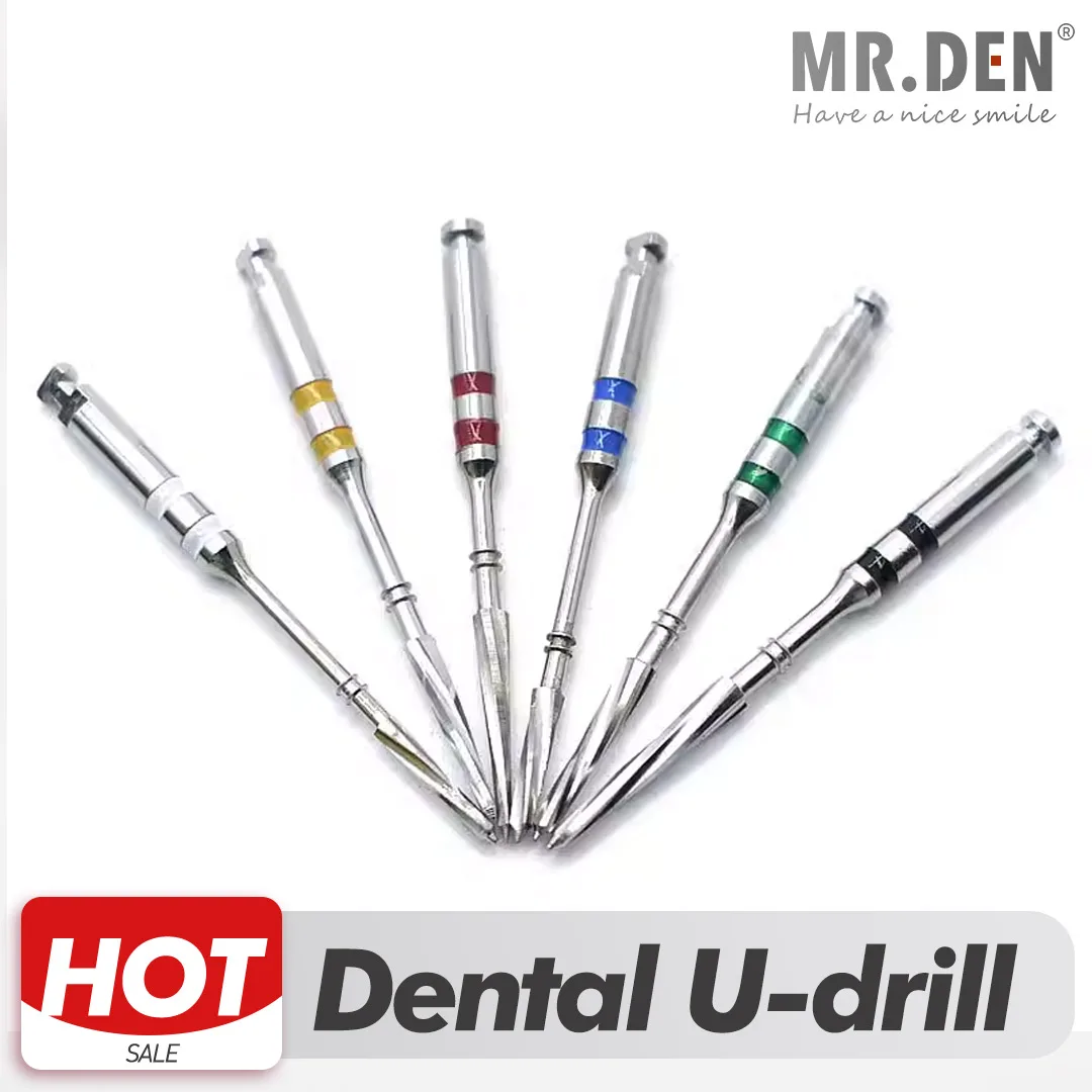 6pcs U Drill Stainless Steel Root Canal Reaming Drill Dental Oral Low Speed Machine Access Drill