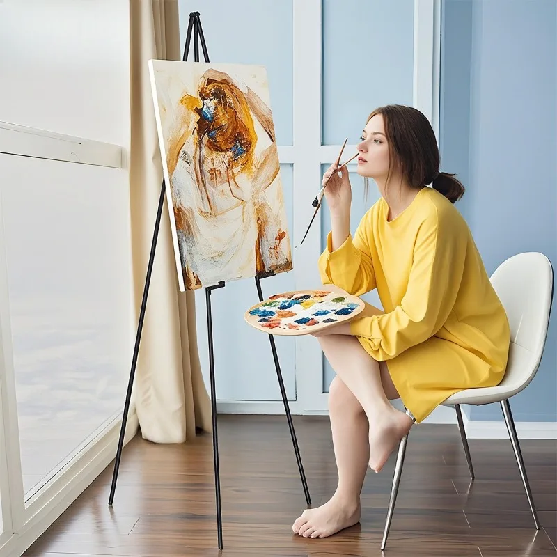 ポータブルイーゼルウェディングディスプレイスタンドウェルカム背景スタンド油絵スケッチ折りたたみ式金属三脚画材