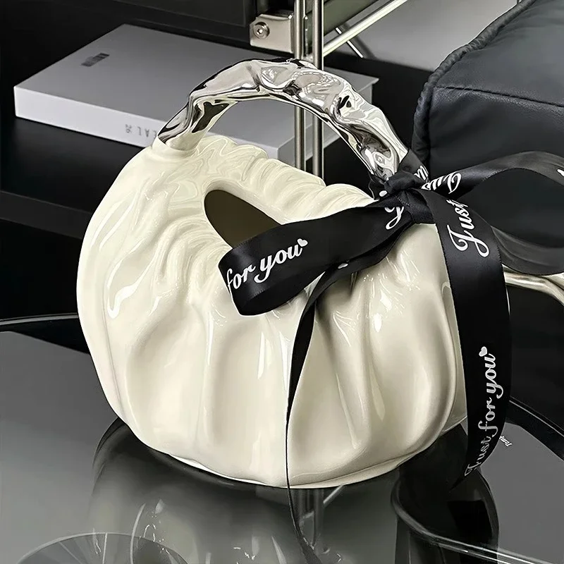 Handbag Shaped Ceramic Tissue Box Cover Cute Clutch Bag Tissue Holder Bathroom Vanity Desk Modern Home Decor Gift