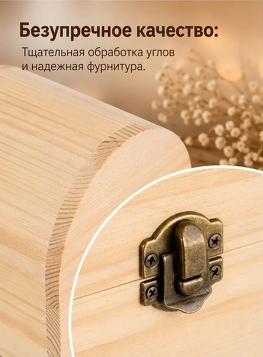 1Pcs Solid Wood Treasure Box with Metal Buckle Moisture Insect Resistant Desktop Organizer Candy Gift Storage Chest Box