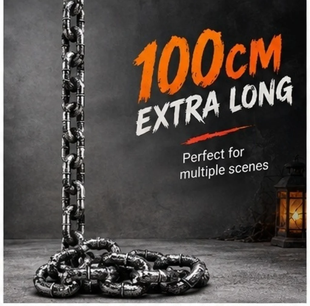 1M Large  Chain Halloween Simulation Chain Party Layout Decor Plastic Barrier Chain Performance Stage Props Costume Accessory