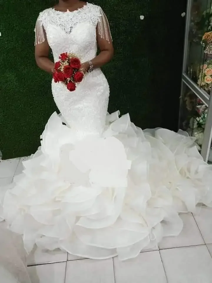 Customized High Quality Hot Selling Customized Mermaid Elegant Tie Bridal Luxury Wedding Dress 2025