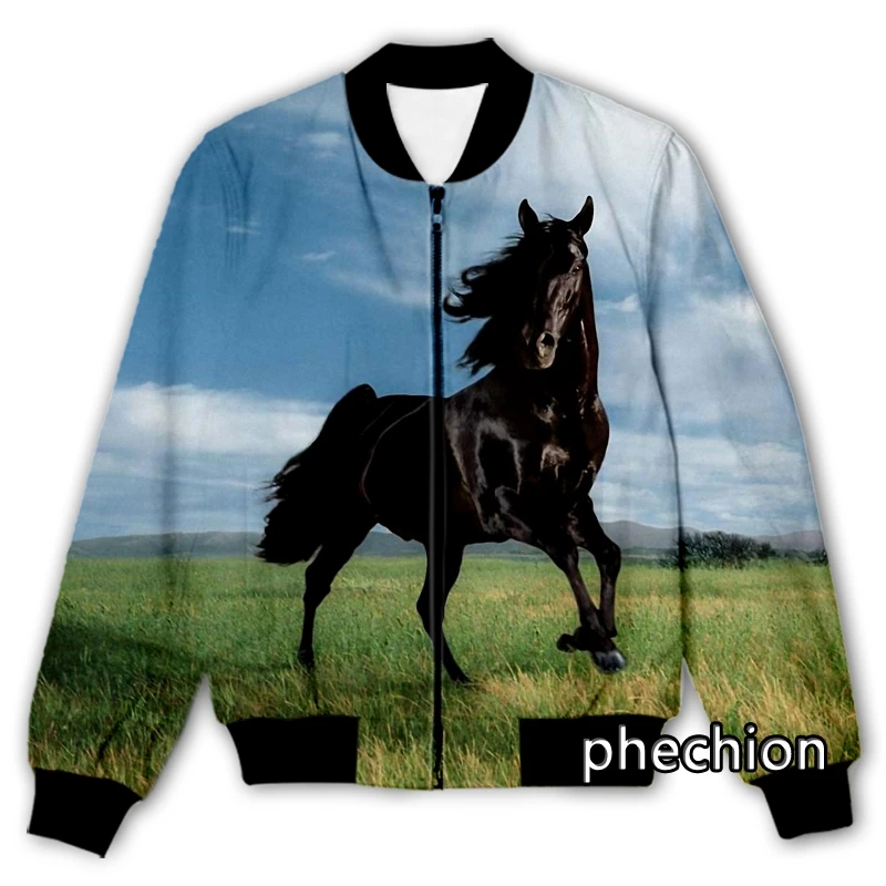 

phechion New Men/Women Animal Horse 3D Printed Casual Jacket Fashion Streetwear Men Loose Sporting Jacket & Coat Q157