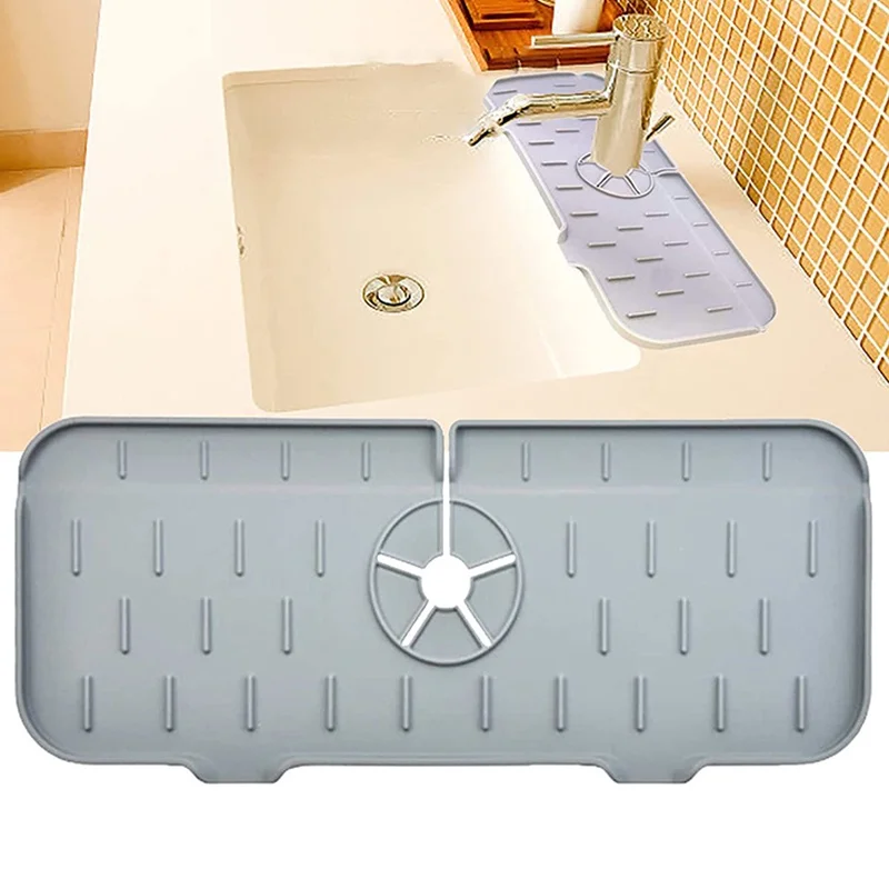 Kitchen Silicone Faucet Mat Sink Splash Pad Drain Pad Bathroom Countertop Protector Shampoo Soap Dispenser Quick Dry Tray