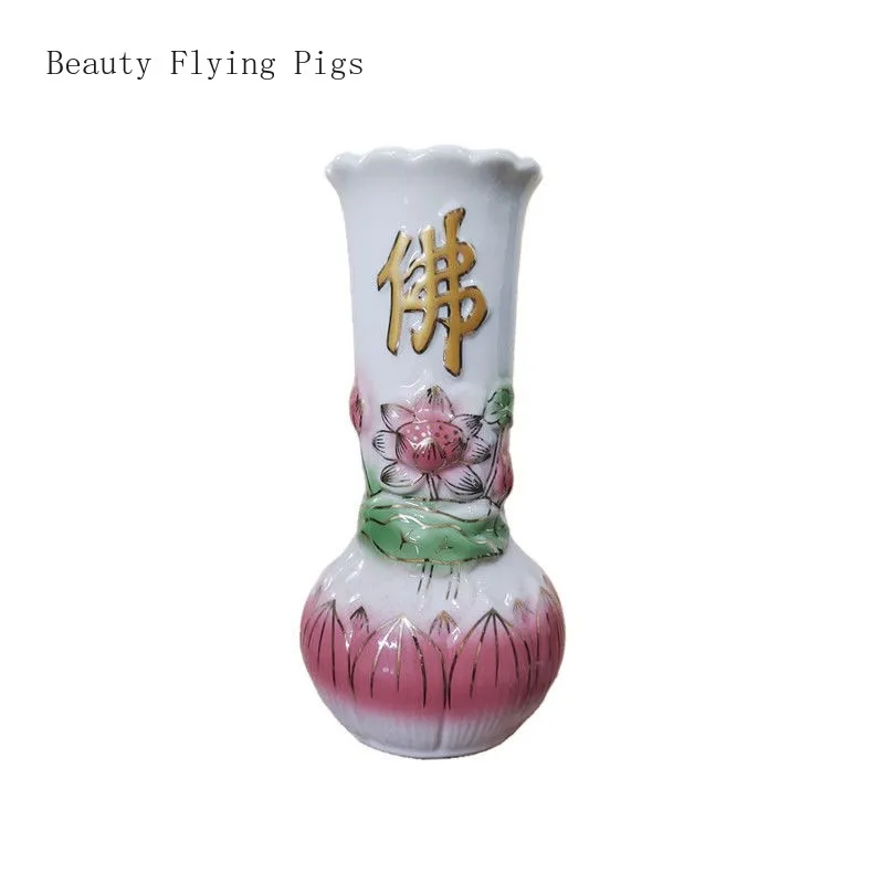 1PCS ceramic countertop vase living room Buddha front lotus fragrance tube incense stick feng shui ornament