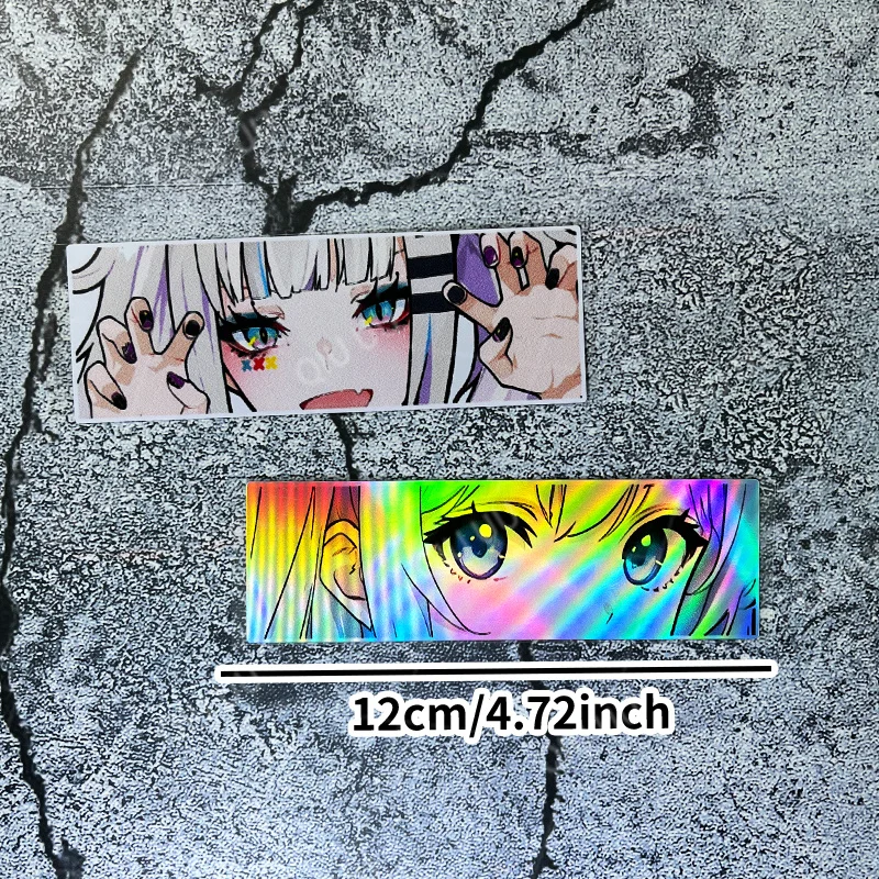 1 Set of Anime Girl Eyes Laser Reflective Car Stickers, Waterproof Holographic Decals for Car Windows and Bumpers