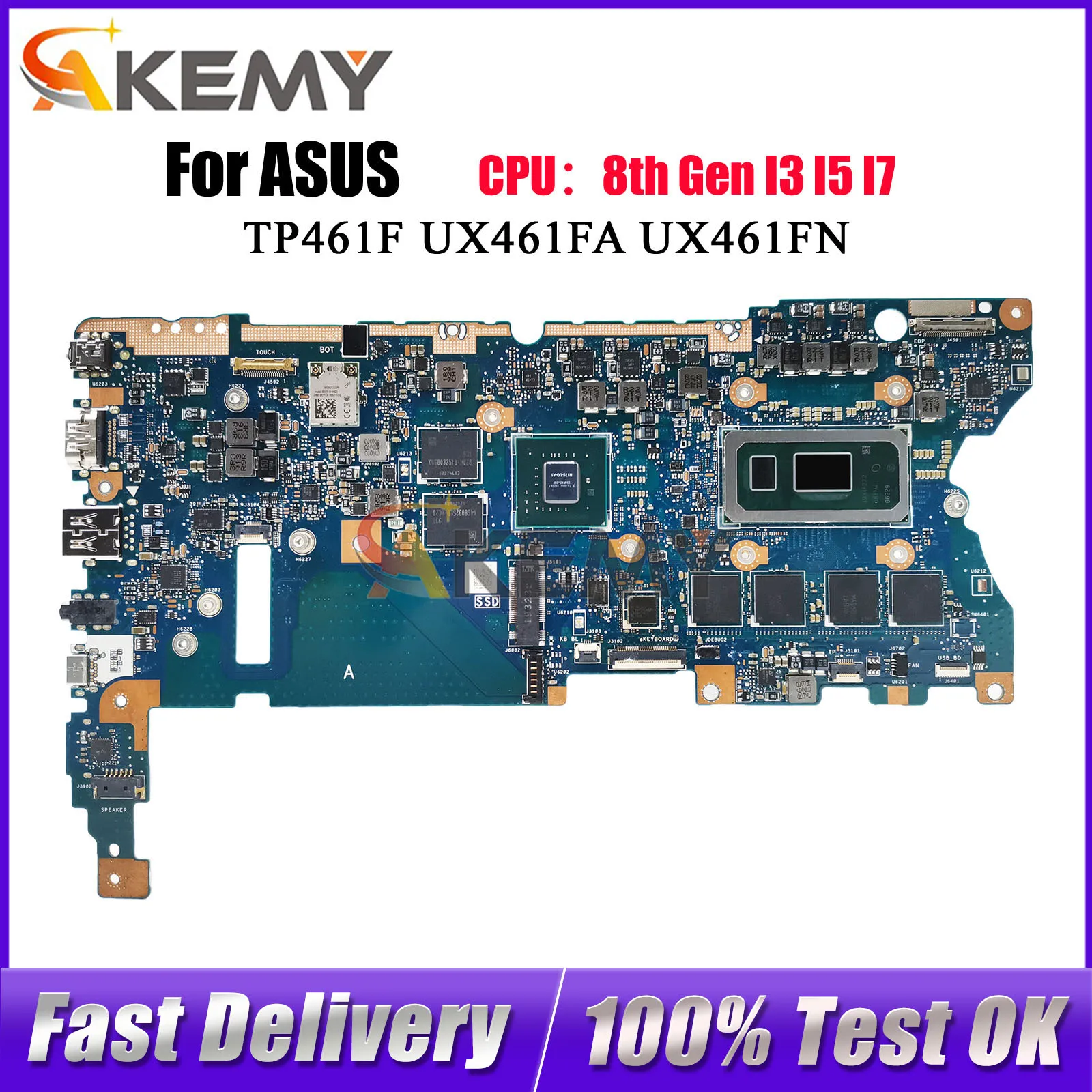 UX461FN Laptop Motherboard For ASUS ZenBook TP461UN UX461 TP461UA UX46UN Notebook Mainboard With I3 I5 I7 CPU 100% tests OK stk