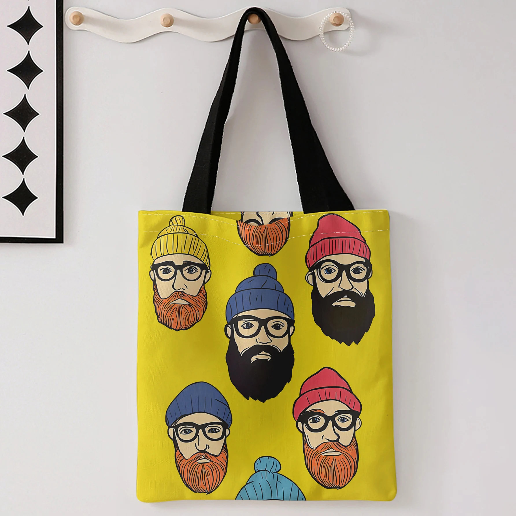 Bearded Man All Over Print Tote Bag Large Capacity Shoulder Bag For Shopping Travel Daily Use
