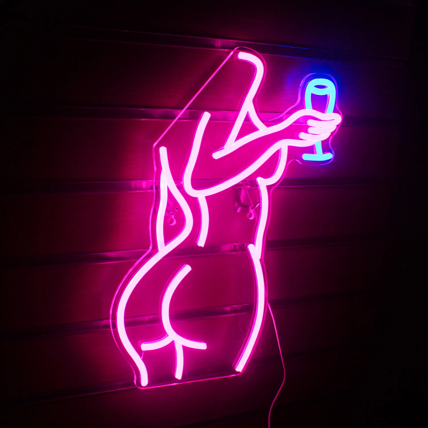 Bebida beber Sexy señora mujer cuerpo letreros de neón luz LED rosa niño niña dormitorio fiesta Bar noche Club letrero de neón personalizado decoración de pared