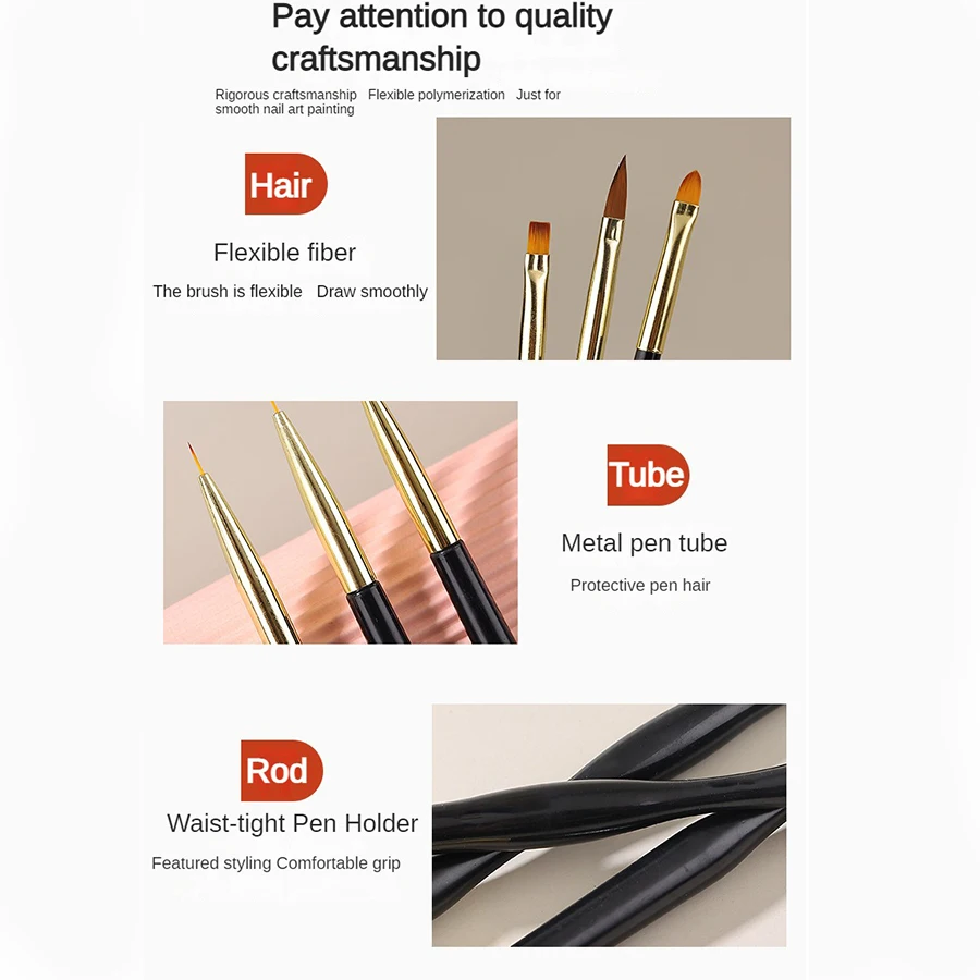 3/6PCS Double-Ended แปรงเล็บ & Dotting ชุดปากกา-เครื่องมือแต่งเล็บมืออาชีพสําหรับเจลจิตรกรรม & Rhinestone Design