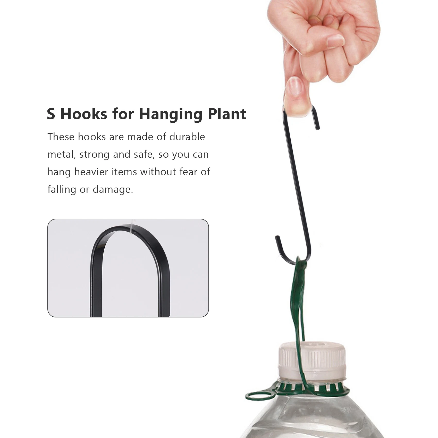 10แพ็คพิเศษขนาดใหญ่10นิ้วตะขอ S ยาวสำหรับแขวนพืช, ตะกร้า, สาขาต้นไม้, ตู้เสื้อผ้า, สวน, Pergola, ใช้ในร่มกลางแจ้ง