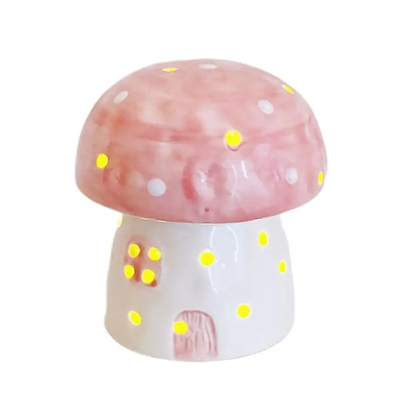 

Cute Mushroom Night Light Ceramic Battery Powered Lamp Living Room Bedroom Decor Children Bedside Decoration Night Lamps