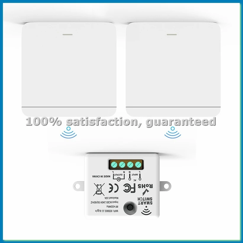 Wireless Light Wall Switch RF 433Mhz Relay Receiver with 2x1Gang Panel Switch LED Remote Control for LED Lamp-ABFB
