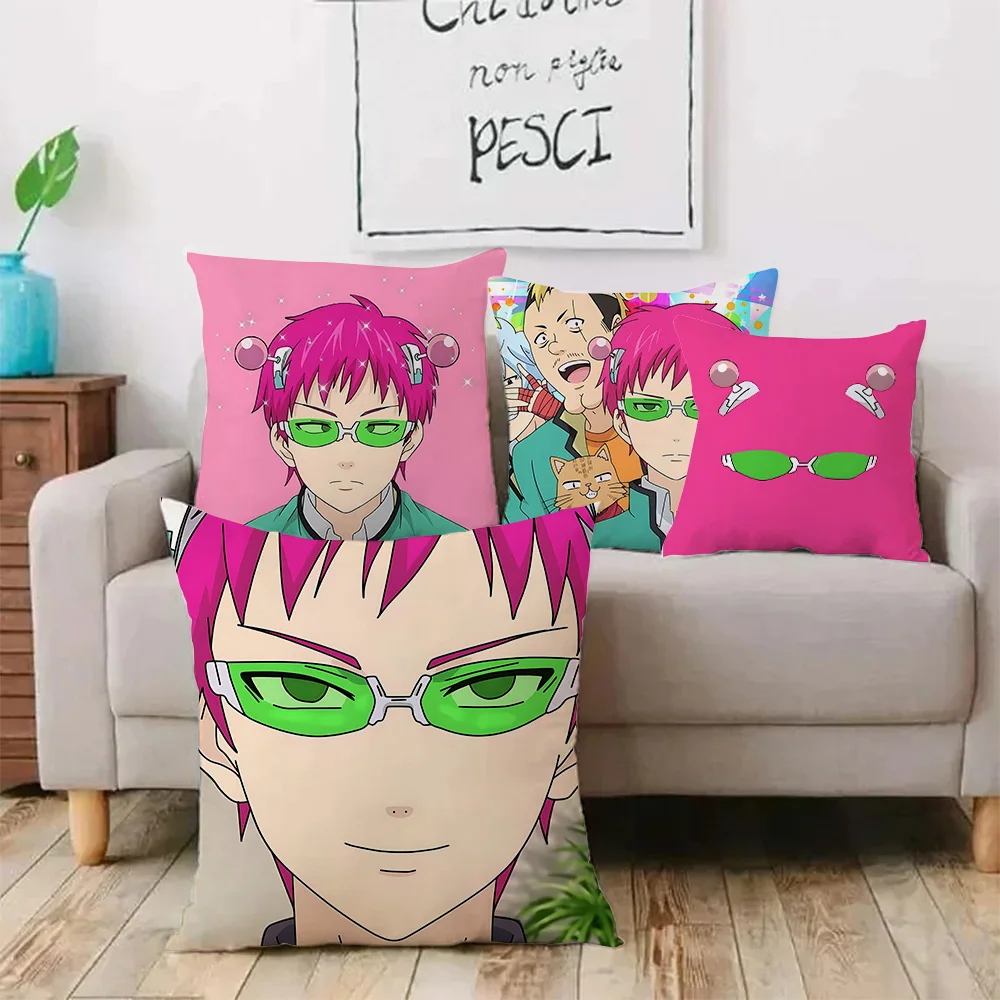 Hot Anime S-SaikiS K Pillow Covers Cartoon Sofa Decorative Home Double-sided Printing Short Plush Cute Cushion Cover