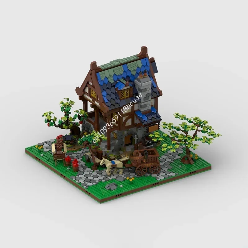 

Набор для сборки MOC из 857 деталей: Средневековый кузнец. Конструктор для самостоятельной сборки. Рождественский подарок. Развивающая игрушка. Кирпичики.