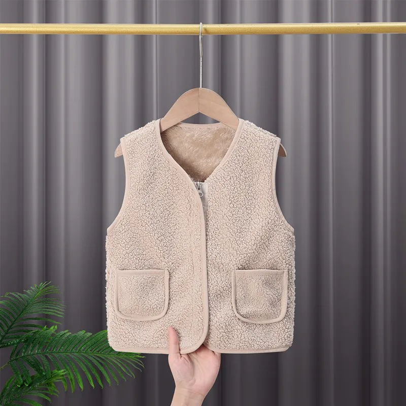 

Осенний жилет, легкое пальто, детская одежда, новые детские берберские флисовые жилеты унисекс для девочек и мальчиков, весенний кашемировый теплый жилет