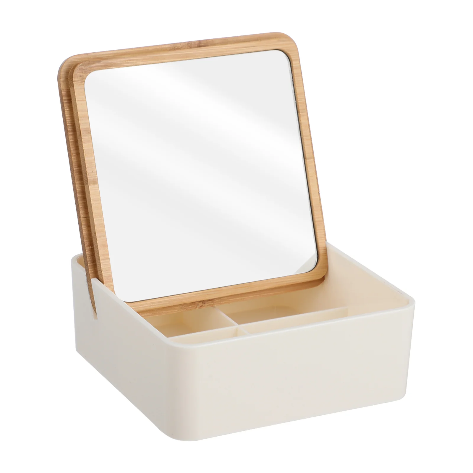 

Jewelry Storage Organizer Box Small Mirror Vanity Portable Desktop Mini Makeup Countertop