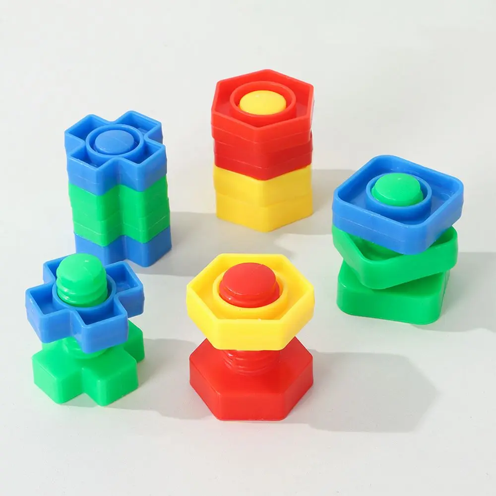 10/ 20 Set Preschoolers Educational Building 10/20 Set Bolts Toys Montessori Screw Nut Shape Building Blocks