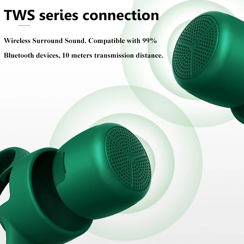 جيب صغير سمّاعات بلوتوث في الهواء الطلق IPX6 مقاوم للماء TWS ستيريو صندوق تشغيل الموسيقى ساعة تصميم مشغل موسيقى دعم بلوتوث صورة شخصية