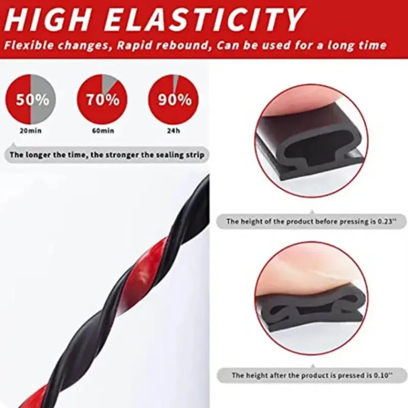 1 قطعة باب أمان الوصول نافذة الباب ختم الشريط TPE مانعة لتسرب الماء المضادة للتصادم قطاع عزل الصوت ذاتية اللصق #5