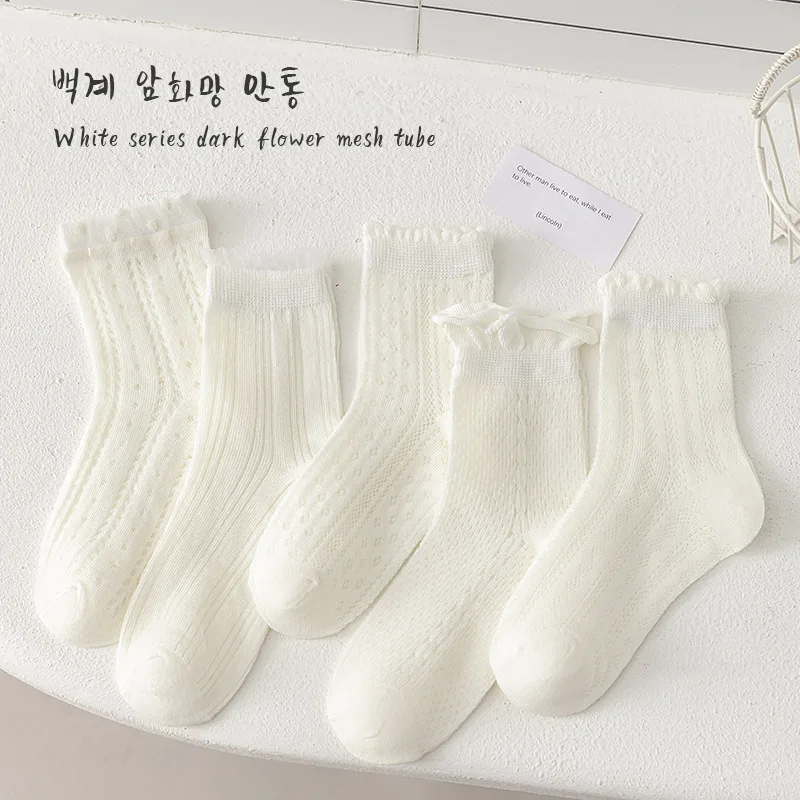 5Paitrs/Lot Summer Children Girls Mesh Socks Cotton Toddler Kids Girls Socks For 1-12Y Girls Ins Thin Breathable Babys Girl Sock