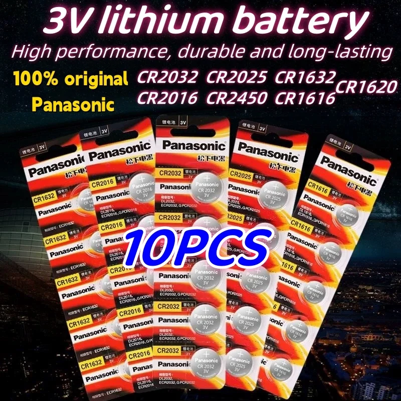 10Pcs Original Panasonic CR2032 CR2025 CR2016 CR1632 CR1616 CR1620 CR2450 CR2430 3v Lithium Battery CR2032 Batteria CR 2032