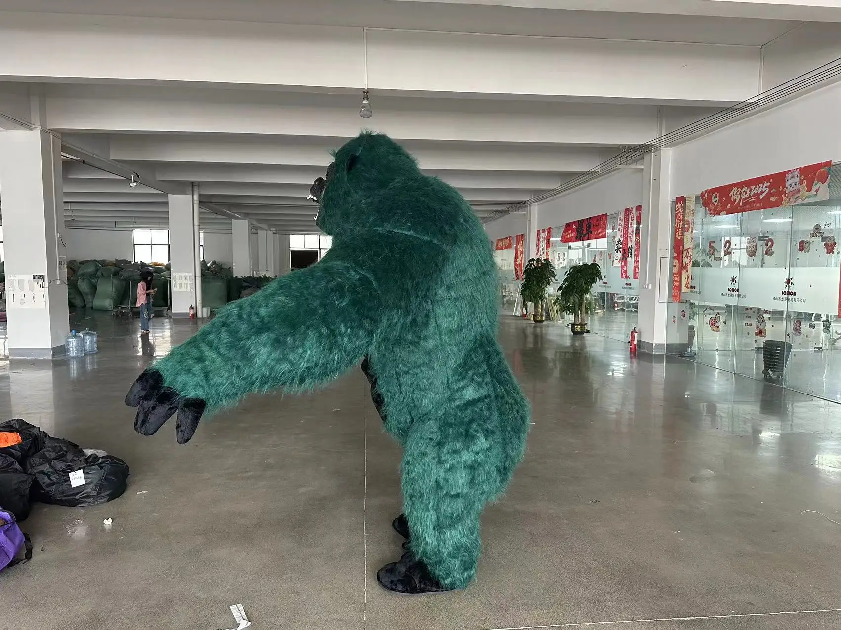 Giant Plush Inflatable Green Gorilla Mascot Costume Adults Inflated Outfits for Halloween Christmas Fancy Party Events