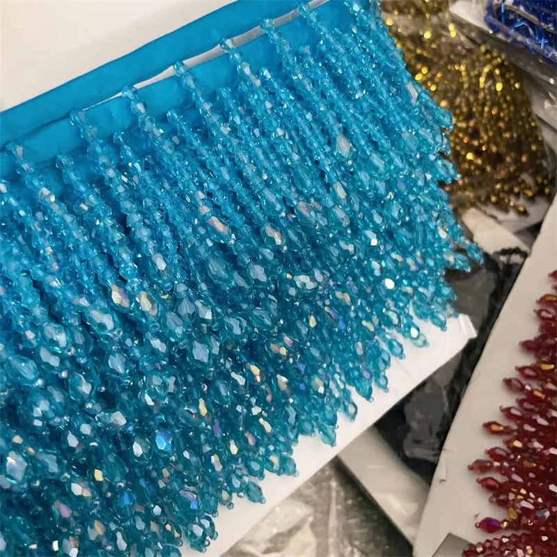 36-Farben-Quasten-Perlen-Spitzenbesatz für Kleidungsstücke, Kleider, Quasten-Spitzen-Dekoration, Schuhverzierungen, Weiß-Schwarze Hängeperlen-Vorhänge RS2229-2 – Detail 13