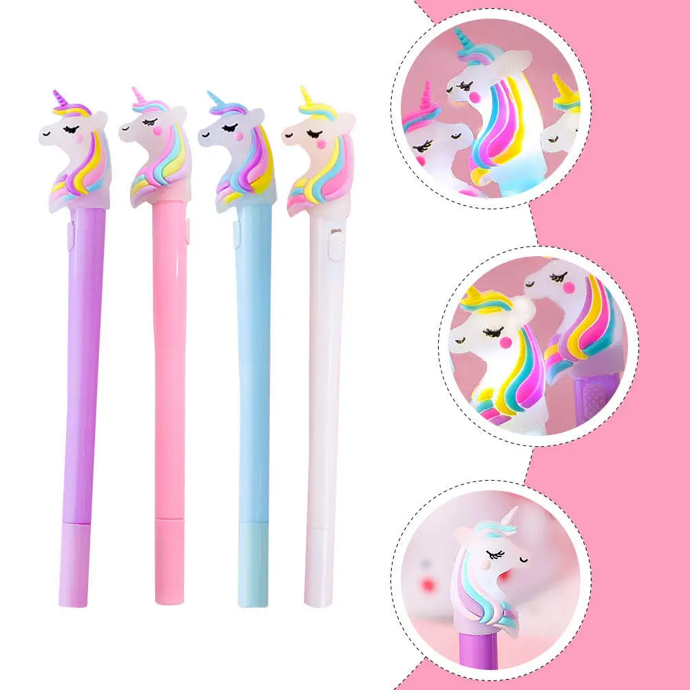 

8Pcs Luminous Gel Ink Pens Cartoon Designed Portable Writing Pens for Students School Office Homework Stationery