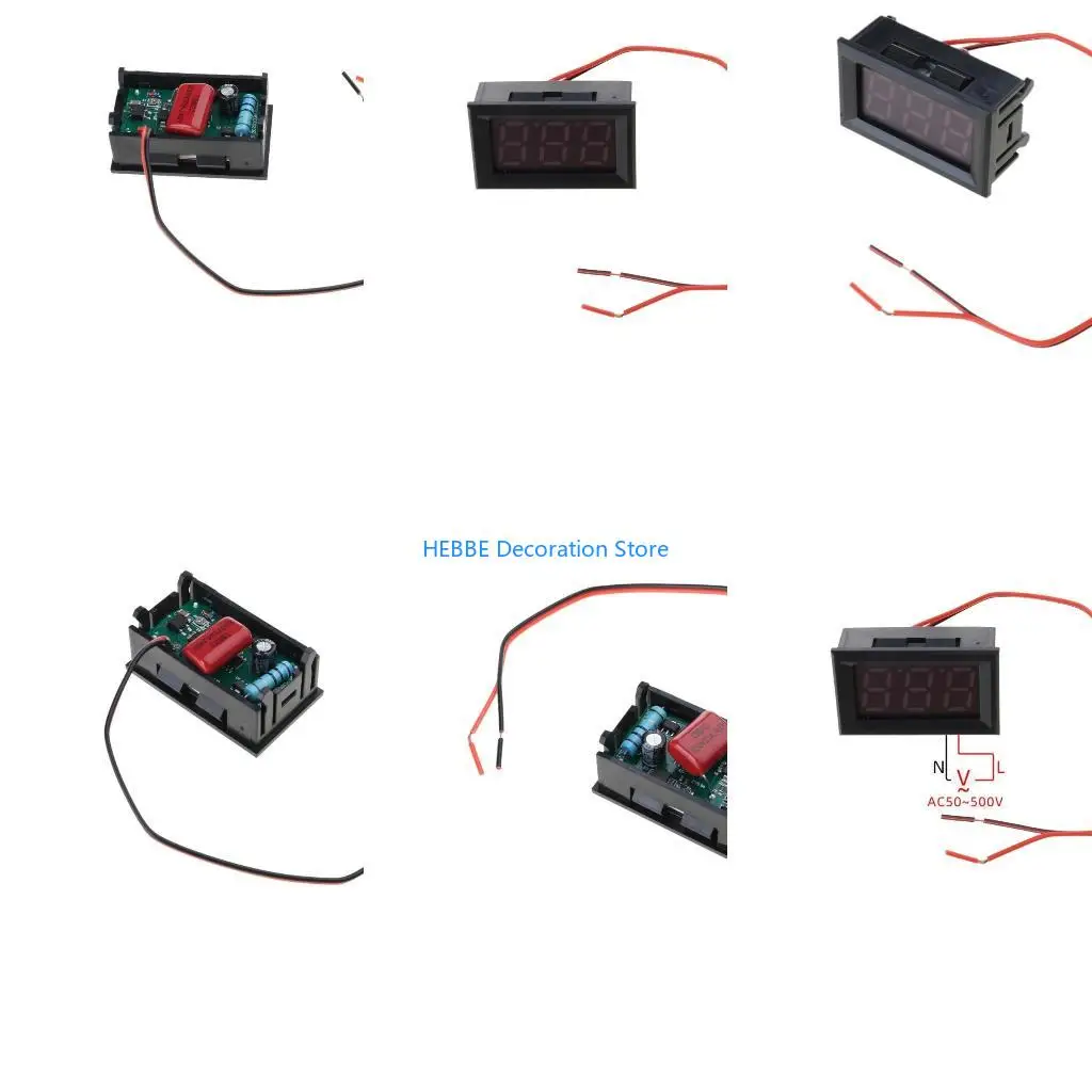 B0KC AC 50-500V AC 220V 380V Voltmeter Digital Meter Gauge with Power Wire