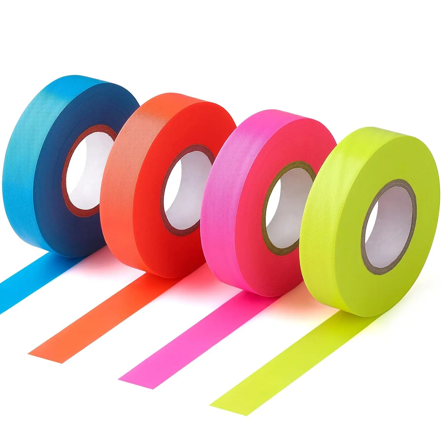 

800FT Fluorescent Flagging Tape, Non-Adhesive Plastic Ribbon for Tree Marking, Hunting Trail, Boundaries, 4 Colors 0.78'' x 200'