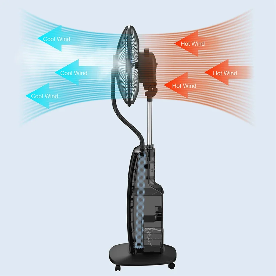 High Quality Air Cooler Domestic Standing Humidifier Mist Fan With Remote Water Mist Fan Spray