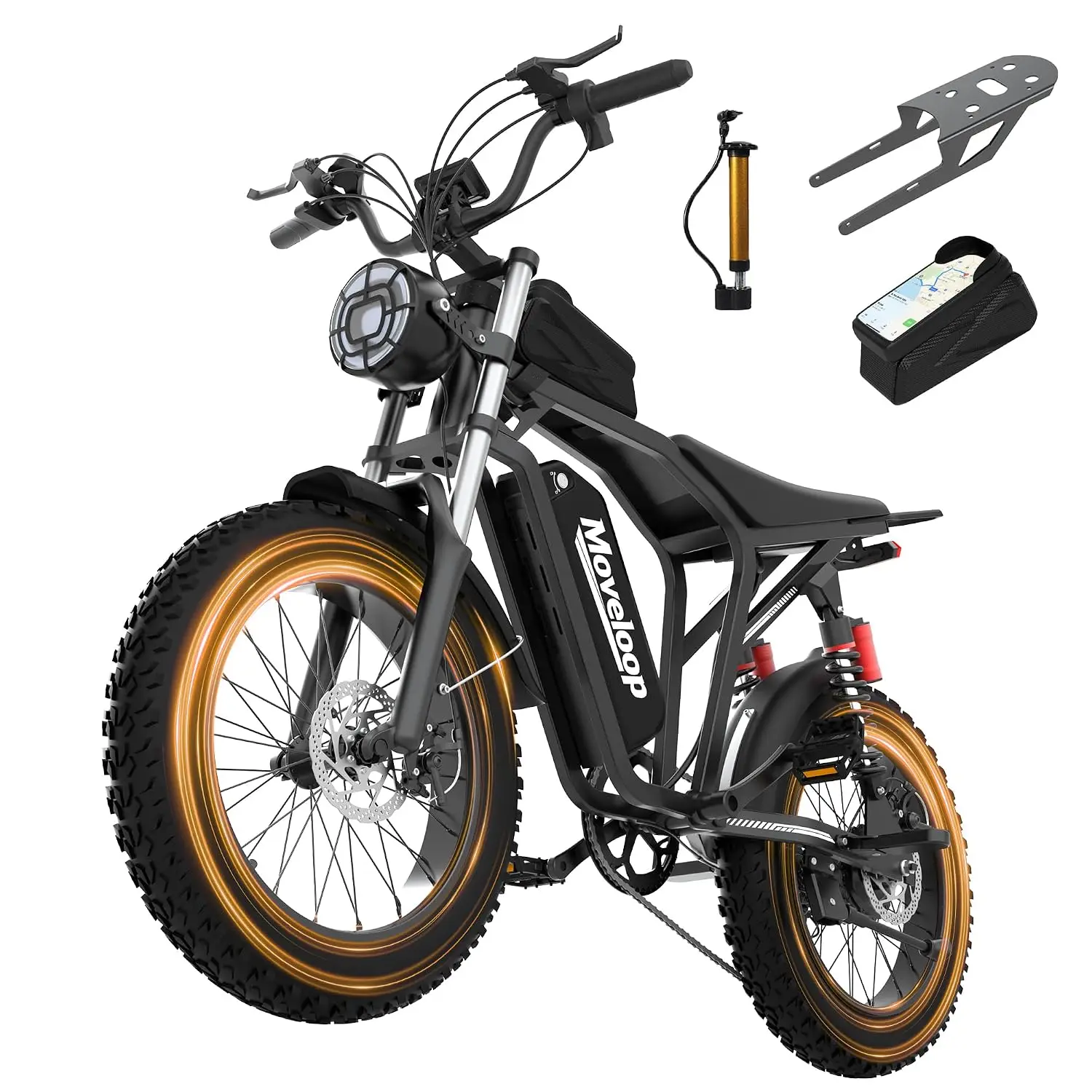 2000W 20 Inch Fat Tire Electric Bike for Adults, 7 Speed 15.6AH Battery LED Light E-Bicycle, Customized