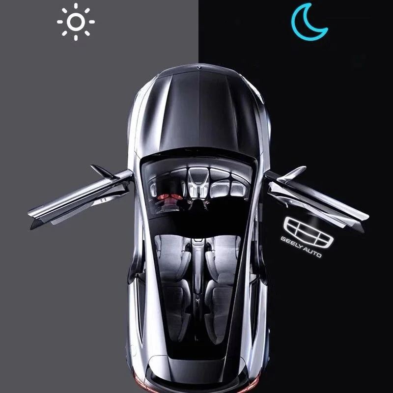 1/2PCS For Geely Auto GC9  EC7 EC8 Tugella Azkarra Monjaro Atlas Pro Coolray Car HD Door Welcome Puddle Light Led Projector Lamp