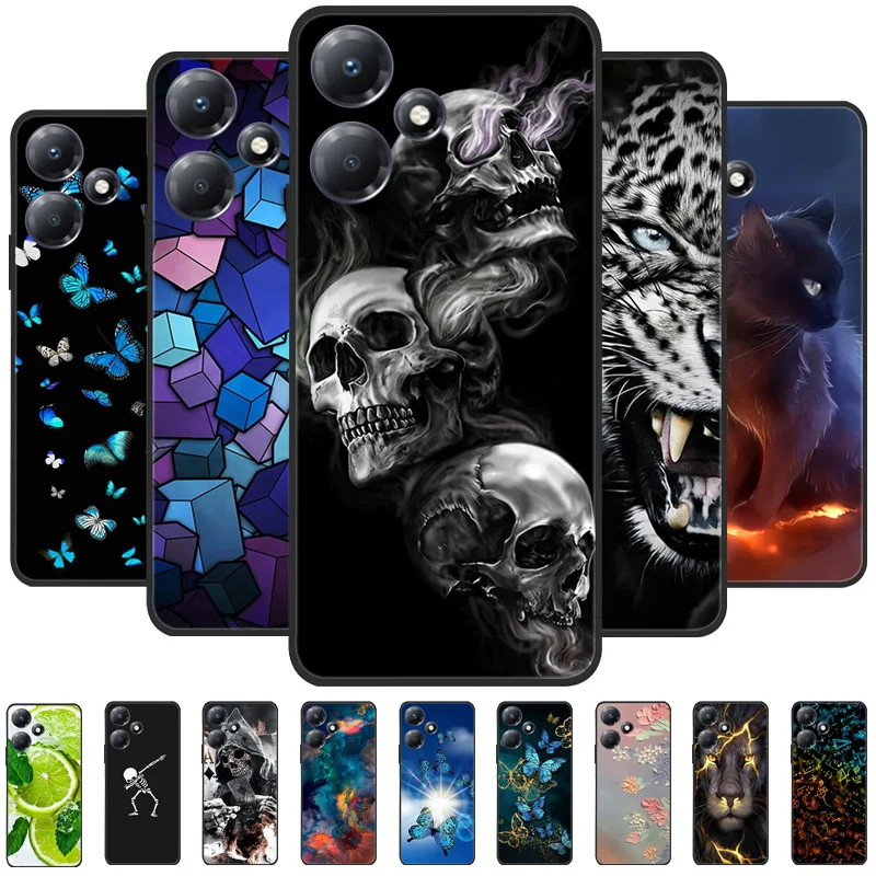 

For Infinix Hot 30 Play 30i 4G 5G Case Cute Cat Black TPU Soft Silicone Back Cover For Infinix Hot 30Play 30i 30 Play Phone Case