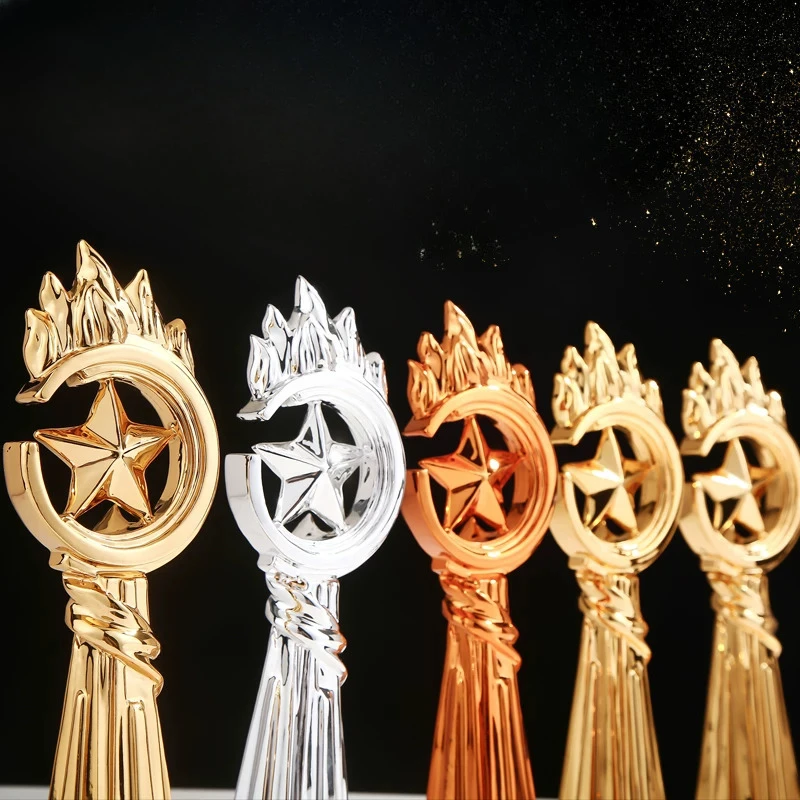 Customized Creative Pentagram Resin Trophy, Gold, Silver, Bronze Employee Awards, Annual Meeting Souvenir, Home Decorations, 1Pc