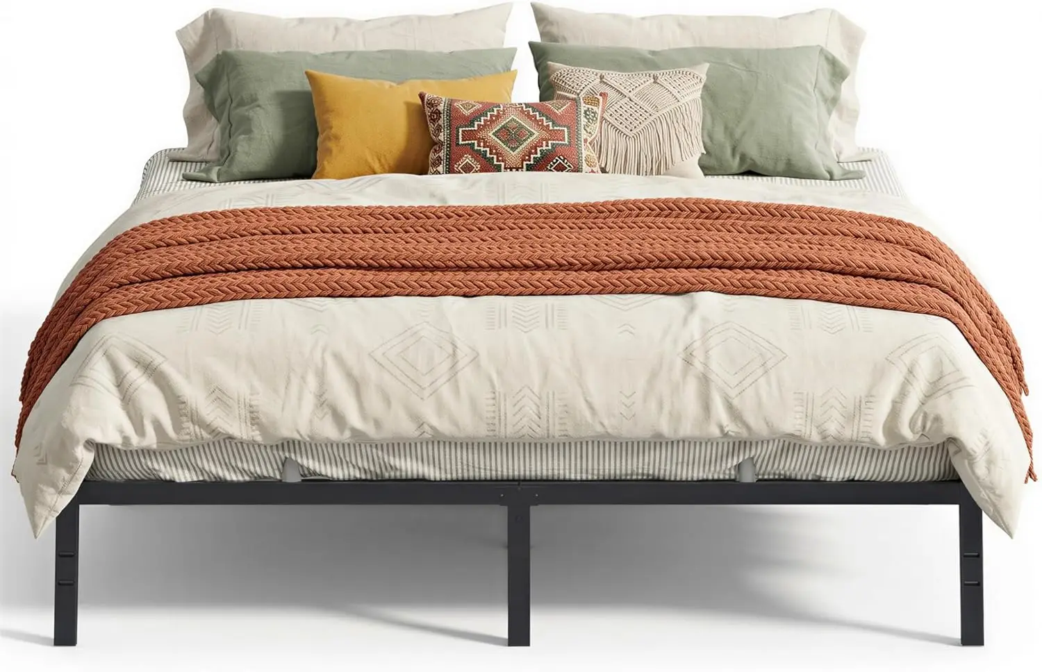 King Metal Bed Frame 14 Inches Tall, 1100 lb Weight Capacity, No Box Spring, with Under Bed Storage, Heavy-Duty Platform Bed