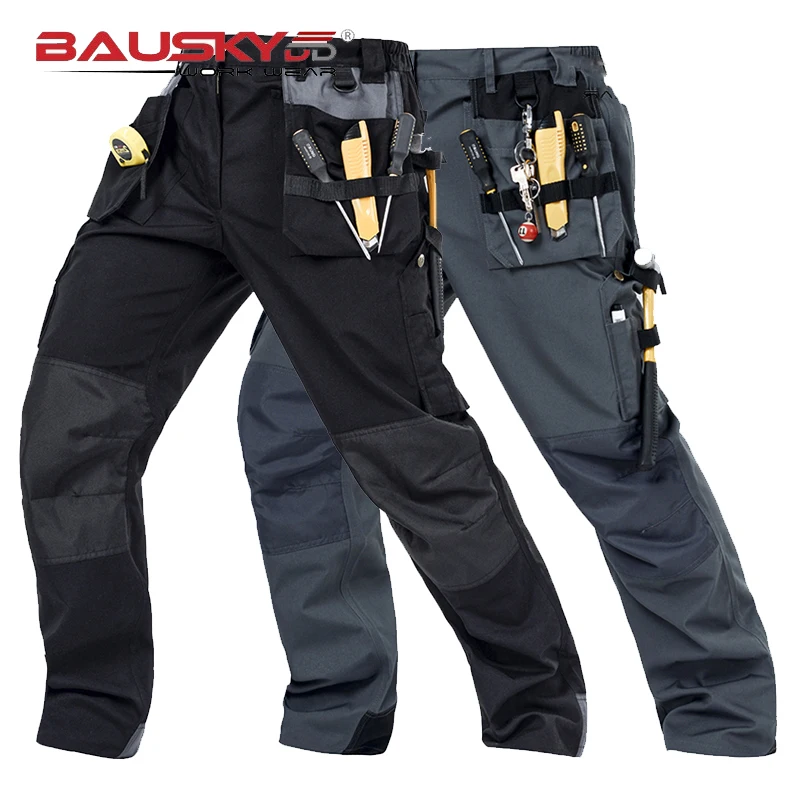 Work Pants for Men Construction Technical Work Trousers with Many Pockets Durable and Wear-resistant Cargo Pants for Electrician