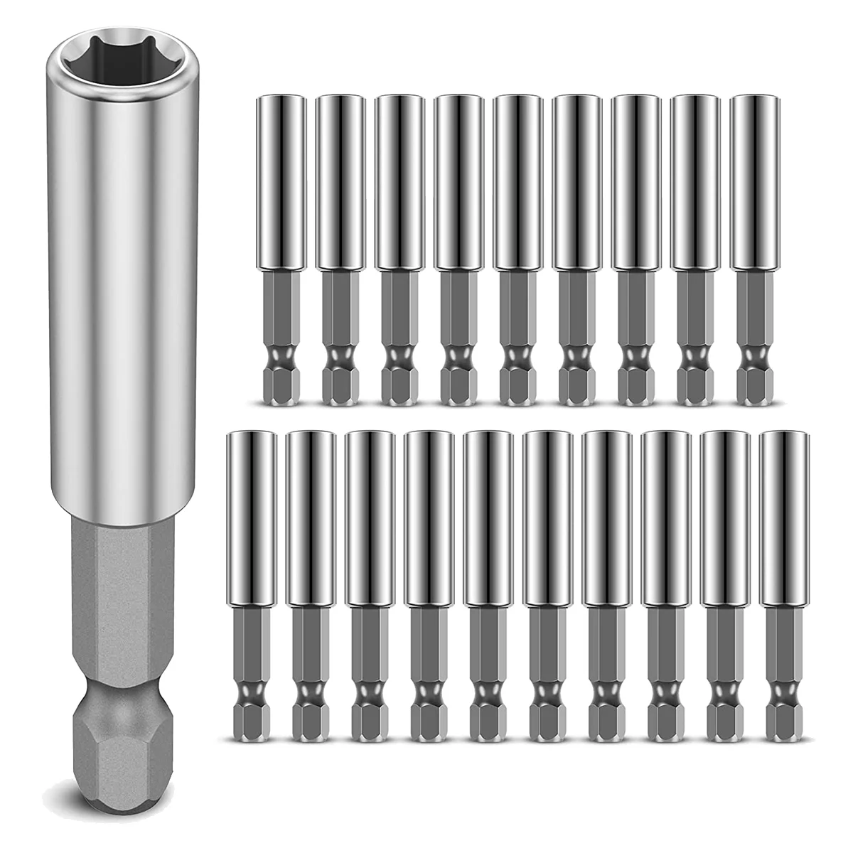 ABIS-20Pcs Magnetic Extension Socket Drill Bit, 1/4 Inches Hex Shank Quick Release Drill Bit Extender Adapter