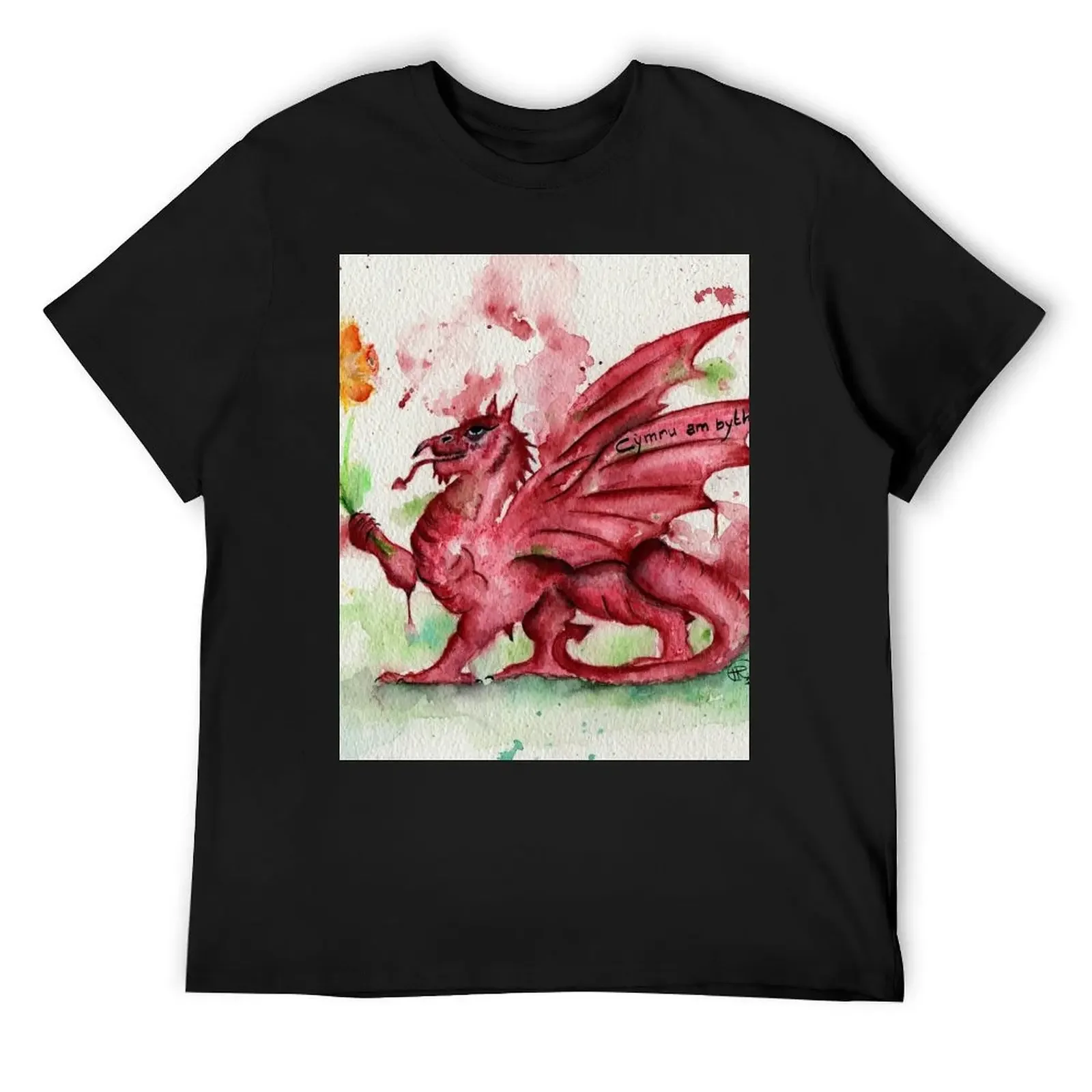 Welsh Dragon Watercolour T-Shirt animal prinfor boys vintage t shirts graphic t shirt vintage Short sleeve tee men