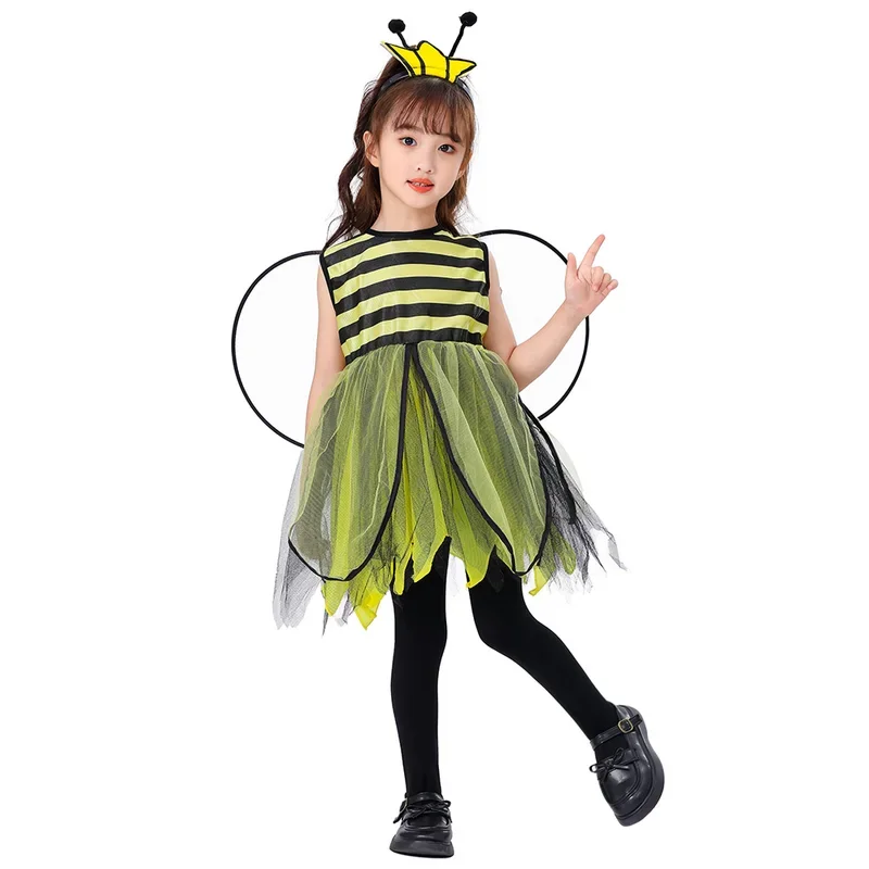 EE01 Girls Lovely Animal Bee And Ladybug Cosplay Dress Up Kids Halloween Carnival Party Performance Costumes As Gifts&0Ww
