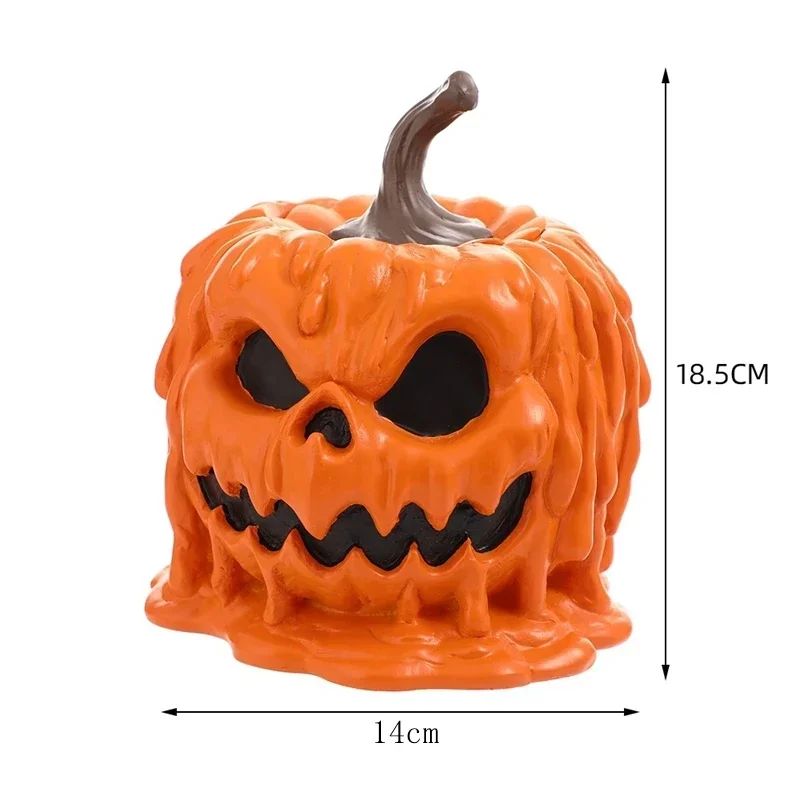 Tarro de galletas de calabaza, recipiente organizador de alimentos de resina en forma de calabaza con tapa, tarro organizador de golosinas, decoración central de mesa de otoño para