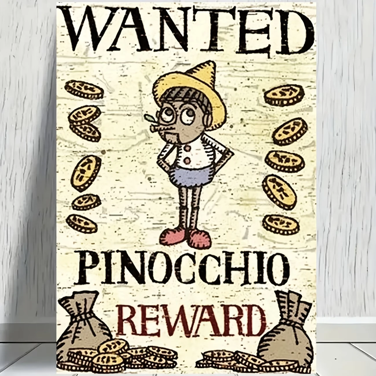 1pc frameless Canvas Painting Vintage Abstract Pinocchio Wanted Wall Art Print Canvas Painting Poster Picture For Living Room,Be