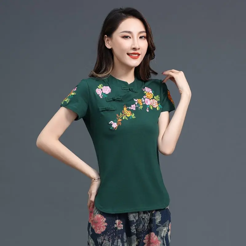 2023 tradizionale cinese migliorato cheongsam retro qipao camicie camicetta di cotone con stampa floreale nazionale elegante abito tang orientale