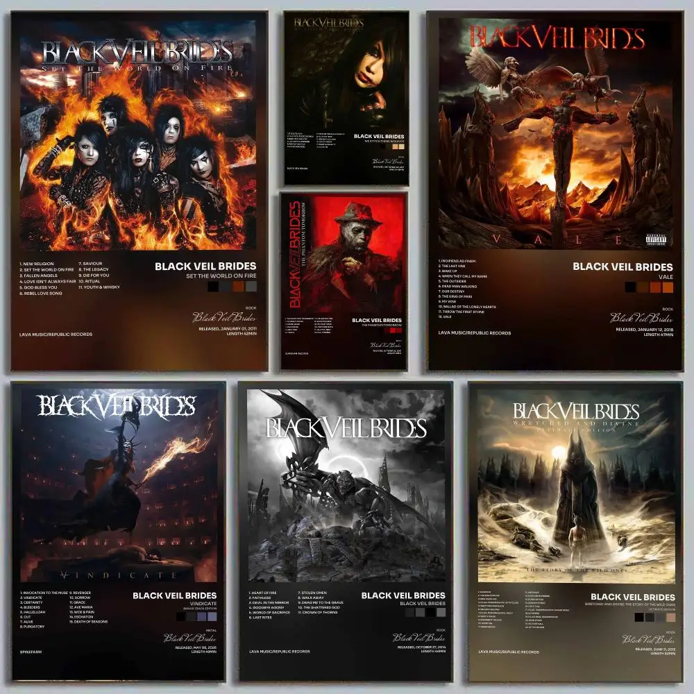 Band B-Black Veil Brides Poster Home Wall Decor Artwork Prints for Living Room Bedroom Apartment Decoration