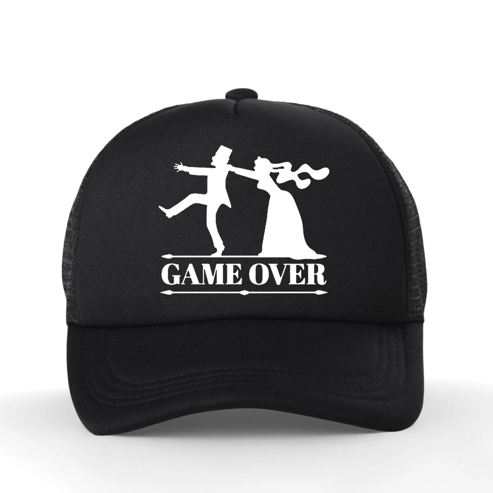 Game Over Bride Groom Bachelor Party Baseball Cap Casual Funny Men Summer Breathable Mesh Trucker Dad Hat Casquette