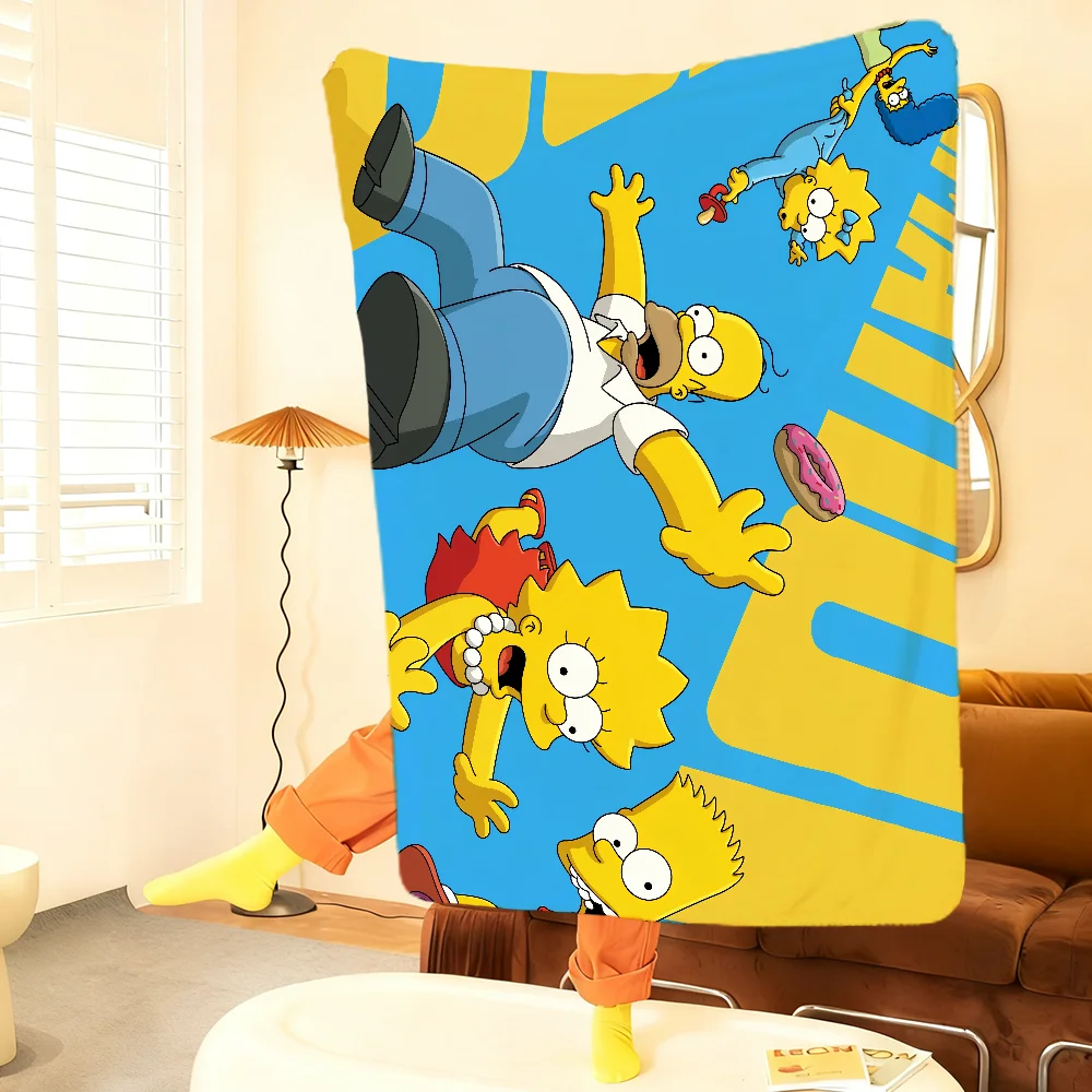 The S-Simpsons-S Cute Anime Blanket Throw Super Cosy Plush Living Room Sofa Couch Childish Birthday Gifts