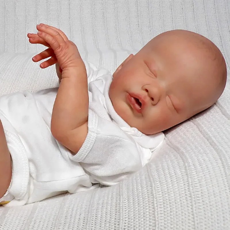 

Primrose Asleep 19'' Soft Cloth Body Reborn Doll Lifelike Multiple Layers Painting 3D Skin With Visible Veins Hand Draw Hair