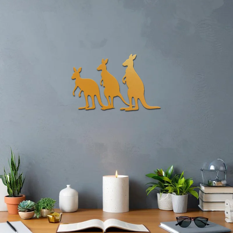 CIFBUY Metal Wall Art Kangaroo Iron Hanging Decor 2D Sculpture Minimalist For Living Room Patio Office Home Indoor Outdoor